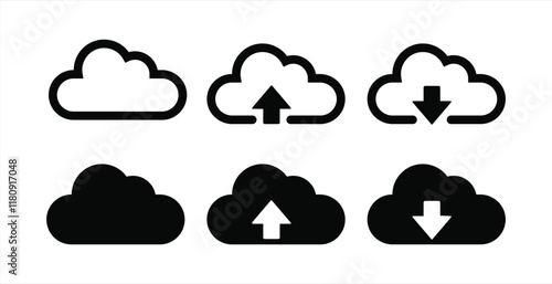 Icon Set, Illustrations, Database, Cloud Server