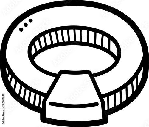 Multilevel donut chart doodle vector icon and illustration