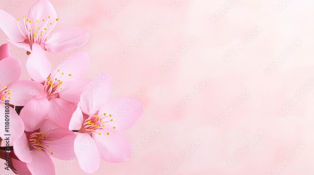 Beautiful Pink Cherry Blossom Flower Against Soft Pink Background with Delicate Petals Beautiful Pink Cherry Blossom Flower Against Soft Pink Background with Delicate Petals