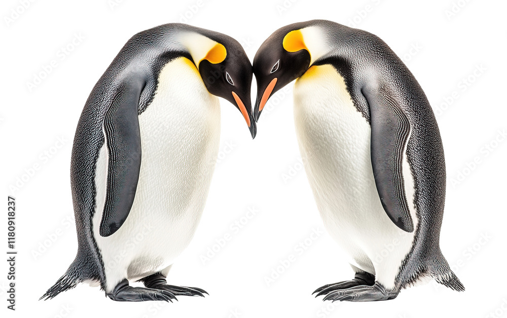 Fototapeta premium Two penguin in love available PNG on white background