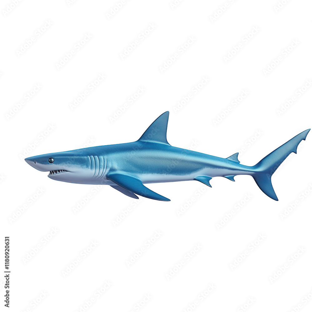 Obraz premium a stylized. cartoon-like representation of a shark. showcasing its sleek body and distinctive fins. designed with vibrant blue hues the shark appears to be swimming gracefully. emphasizing its streaml