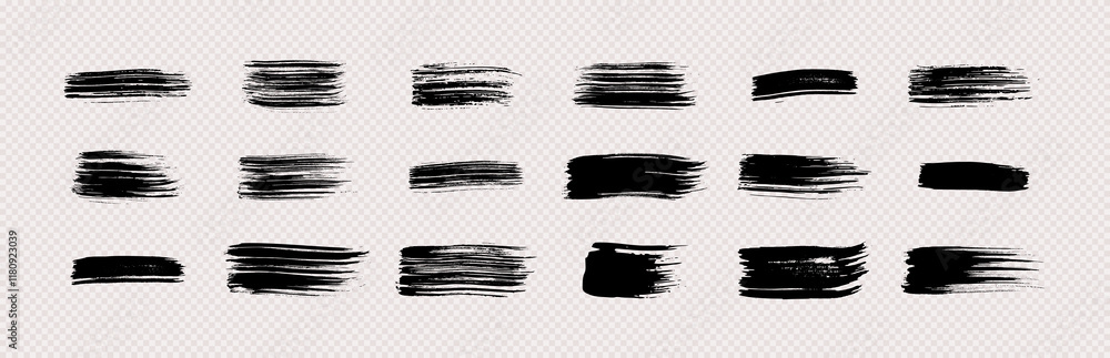 Set of black hand drawn brush strokes Set of black hand drawn brush strokes