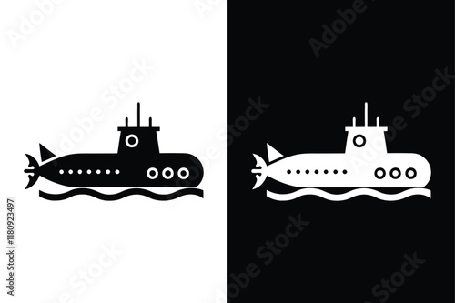 Submarine Icon Silhouette. Bold Vector Illustration for Web & Graphic Design