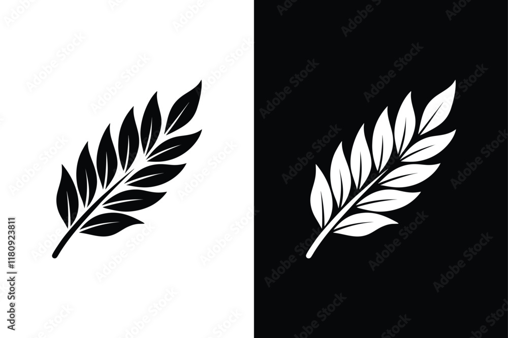 Obraz premium Tarragon Leaf Vector. Beautiful Black & White Herbal Illustration icon
