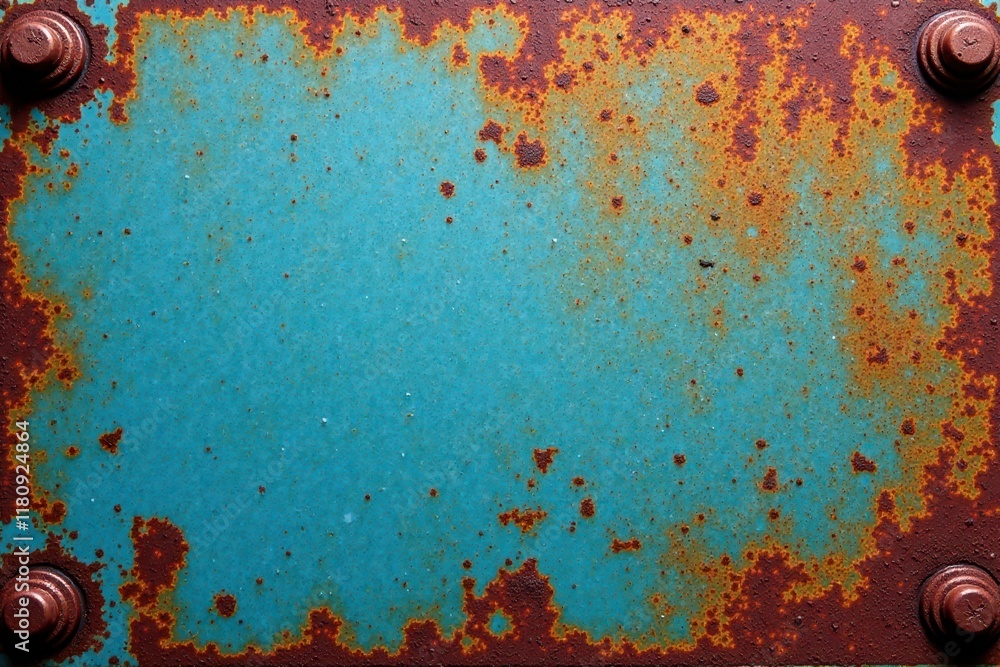 Weathered metal surface, rusted bolts and peeling paint, shadow, aged, urban Weathered metal surface, rusted bolts and peeling paint, shadow, aged, urban