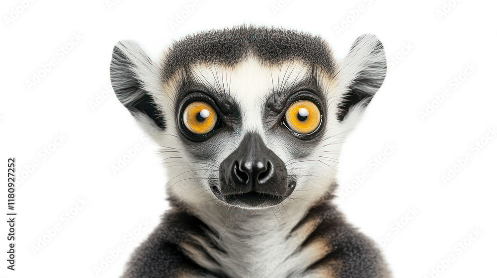 Fototapeta premium Intriguing Close-Up Portrait of a Lemur with Expressive Eyes and Unique Facial Features, Perfect for Nature and Wildlife Projects