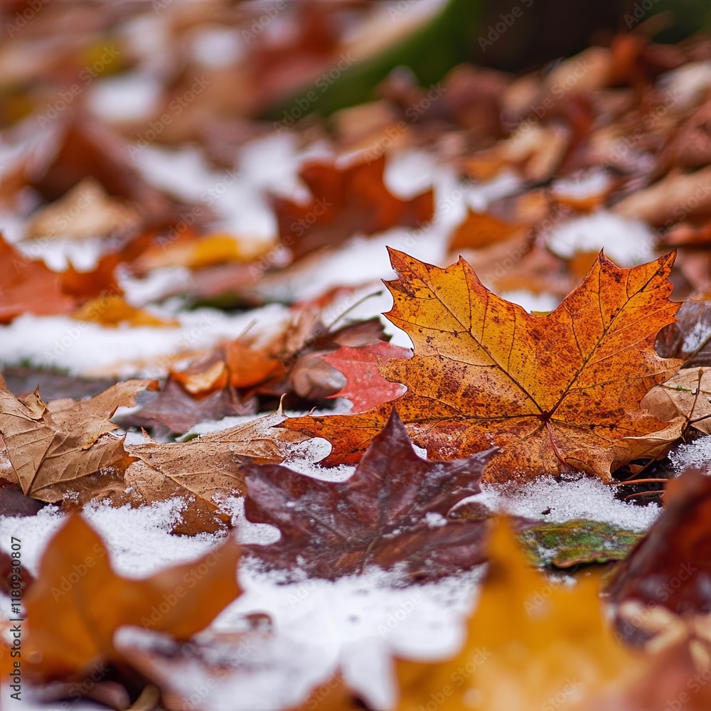 Autumn leafs under snow Autumn leafs under snow