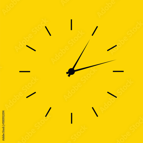 Clock icon in flat style isolated on yellow background. watch application icons. clock icon. wall clock design. vector illustration