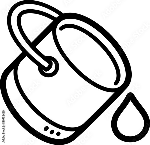 Paint bucket tool doodle vector icon and illustration