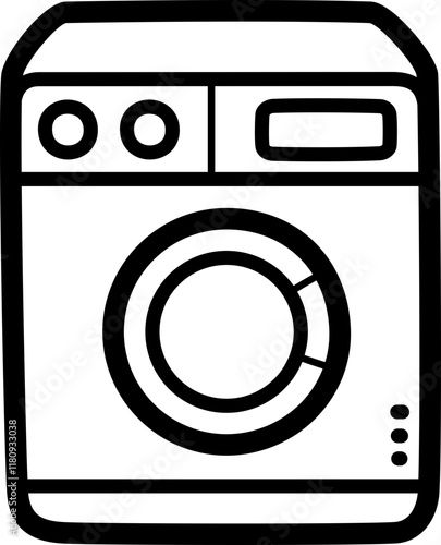 Laundry room doodle vector icon and illustration