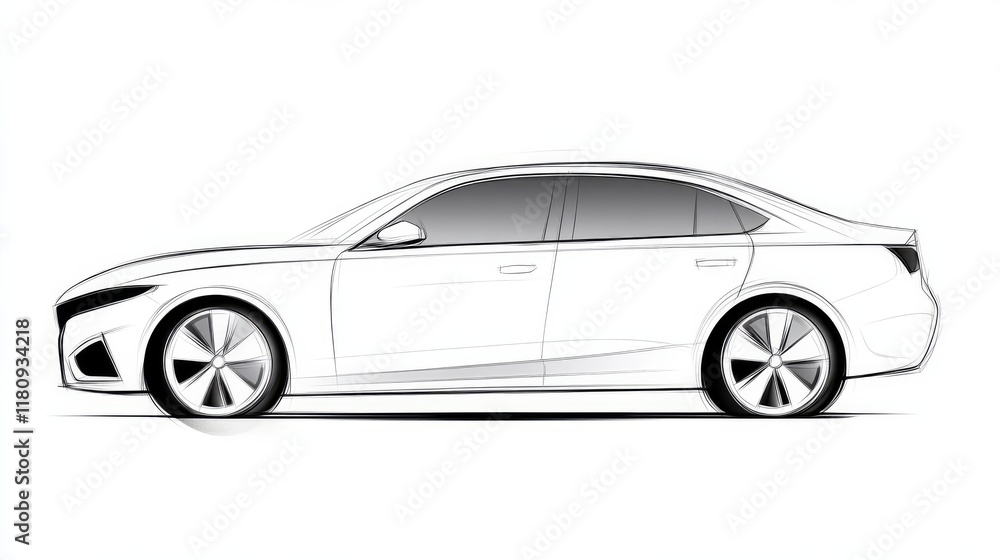 Sport car vector line sketch illustration isolated on a white background Sport car vector line sketch illustration isolated on a white background