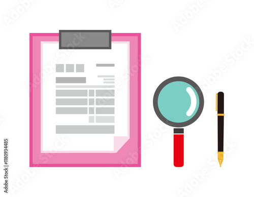 シンプルなクリップボードのイラスト　ファイル　バインダー