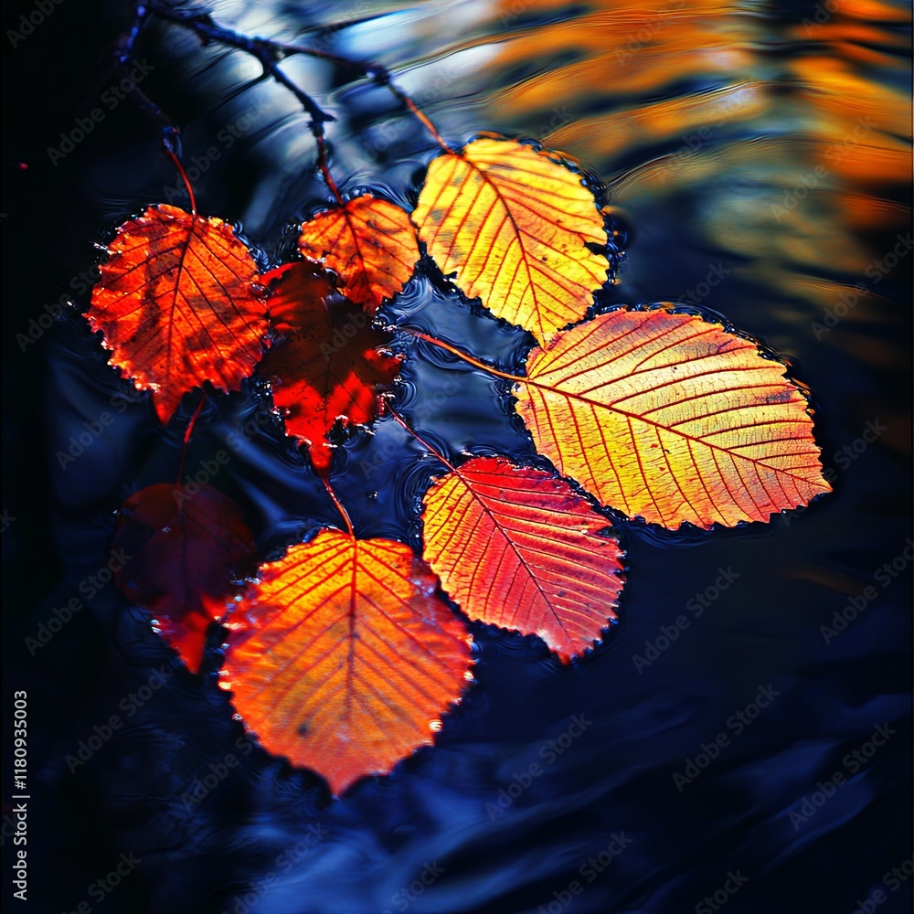 Fototapeta premium Autumn leaves on the sun