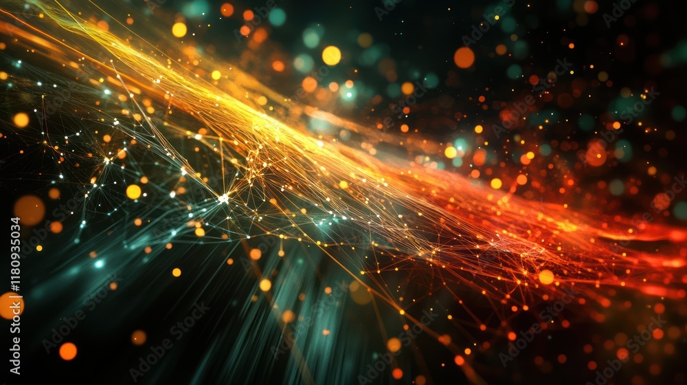 Obraz premium Abstract digital network flow with vibrant colors
