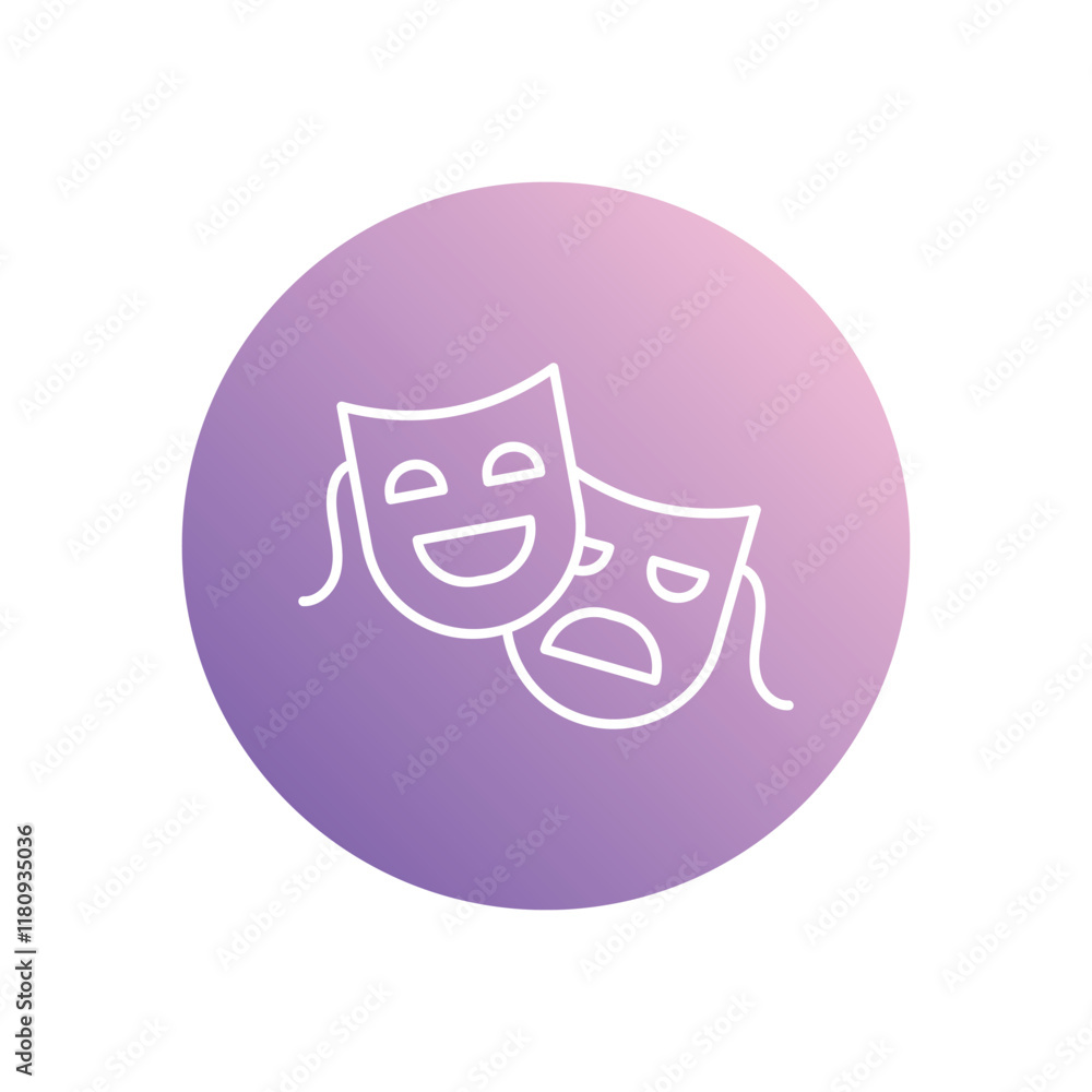 Theater Masks icon isolated on a white background. Vector illustration. Theater Masks icon isolated on a white background. Vector illustration.