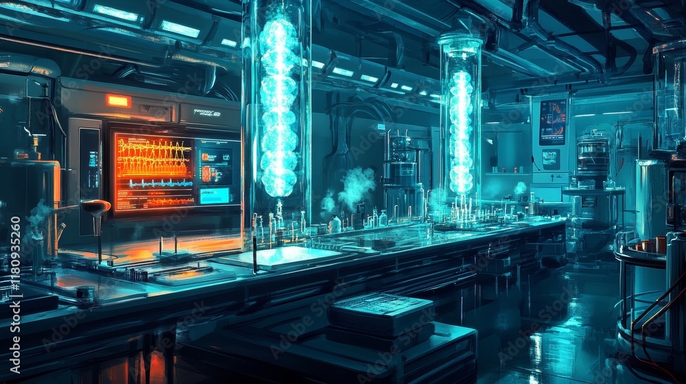 A glowing bioluminescent medical factory producing advanced healing compounds A glowing bioluminescent medical factory producing advanced healing compounds
