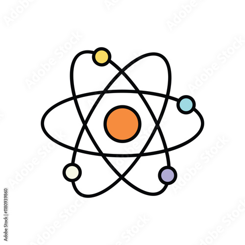 Atom icon isolated on a white background. Vector illustration.