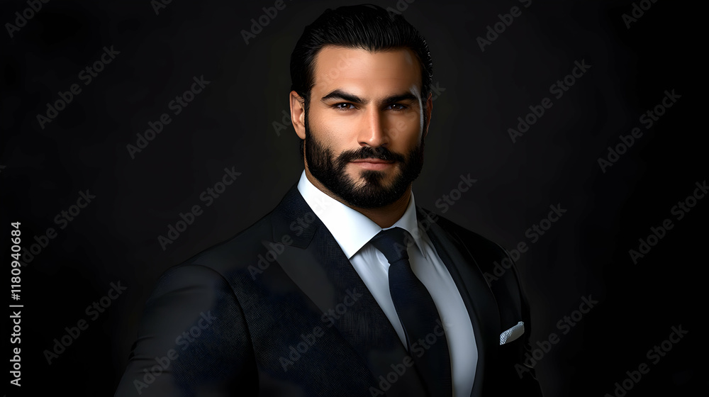 Dark Business Portrait Illustration: Man in Suit Dark Business Portrait Illustration: Man in Suit