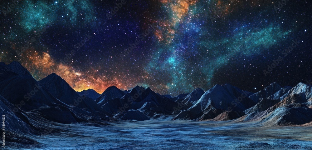 Naklejka premium Starry Night Landscape