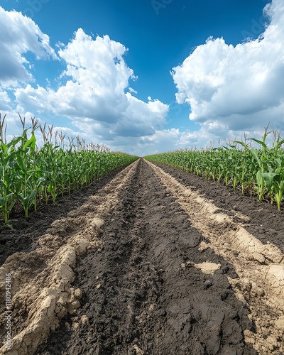 Contrasting healthy crops and droughtstricken fields, climate change s devastating impact on agriculture, agricultural loss and damage photo