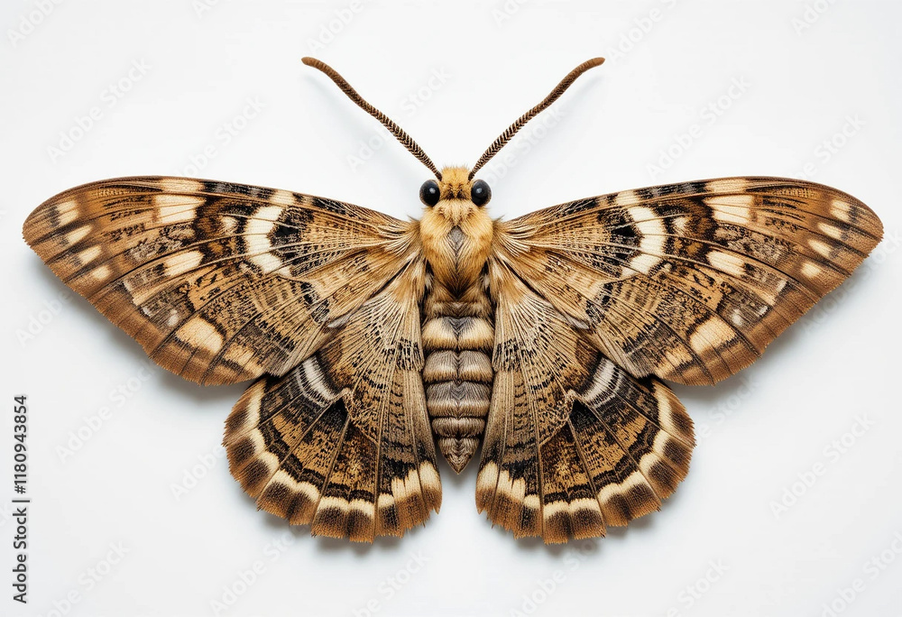 Fototapeta premium Death's-head hawk moth, isolated on white, top view