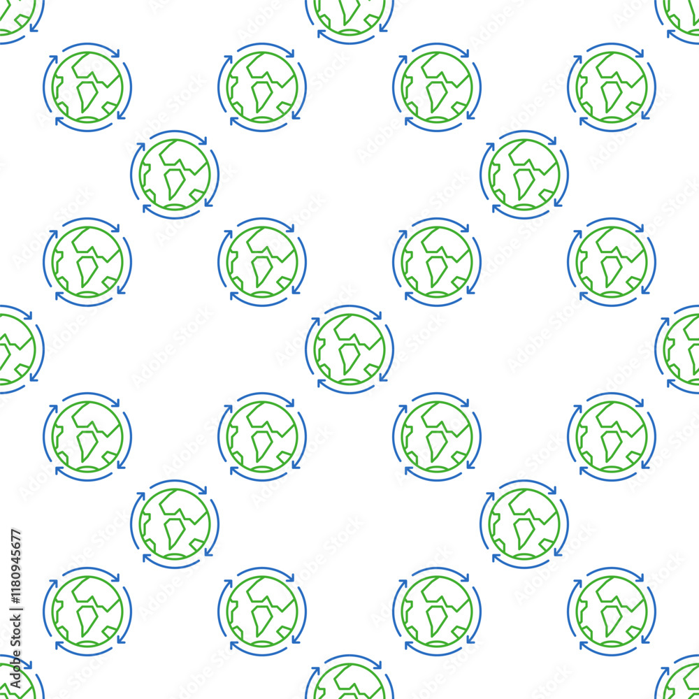 Earth Planet with Arrows Around vector Multipolarity seamless pattern in outline style Earth Planet with Arrows Around vector Multipolarity seamless pattern in outline style