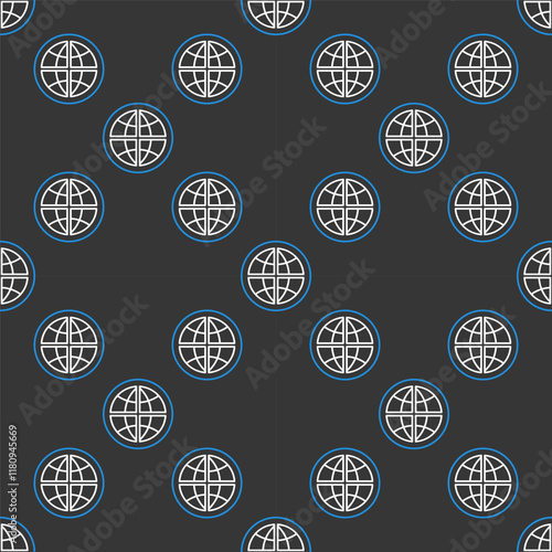 Earth Multipolarity vector seamless pattern in thin line style