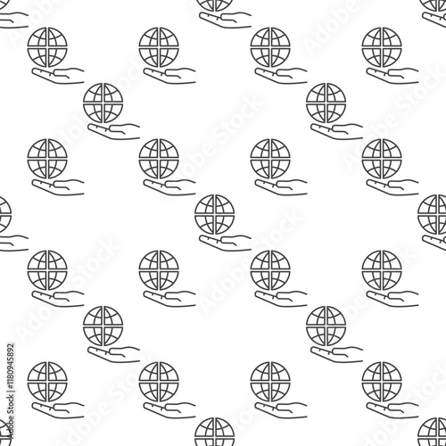 Multipolarity vector Hand with Earth outline seamless pattern