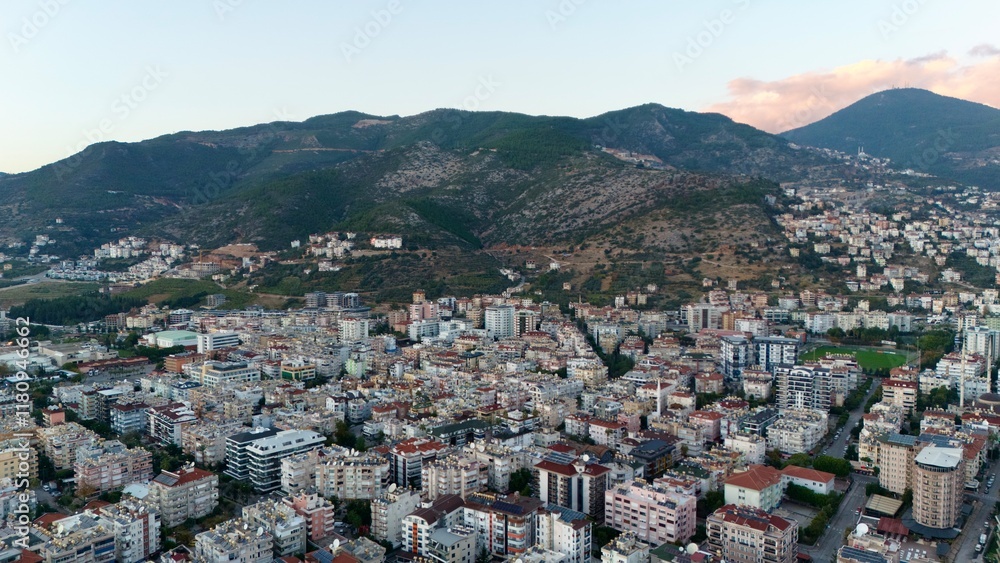 Mountainous urban landscape. High quality photo Mountainous urban landscape. High quality photo
