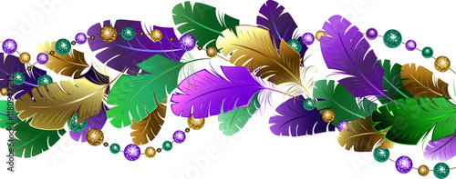 Mardi gras feather border