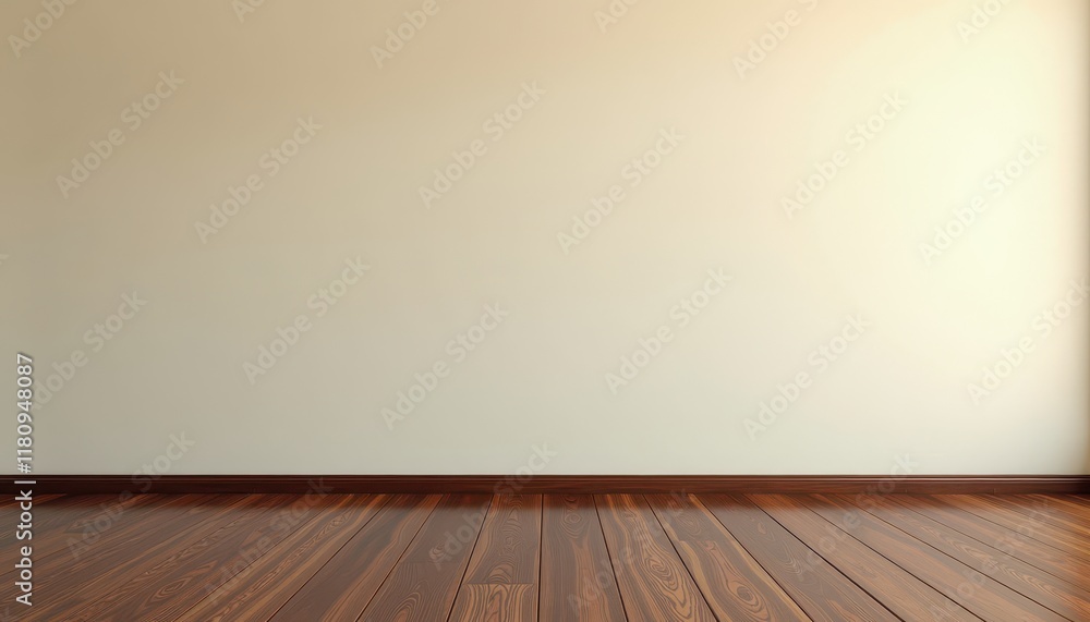A deep brown wood floor with a light cream wall for understated elegance. A deep brown wood floor with a light cream wall for understated elegance.