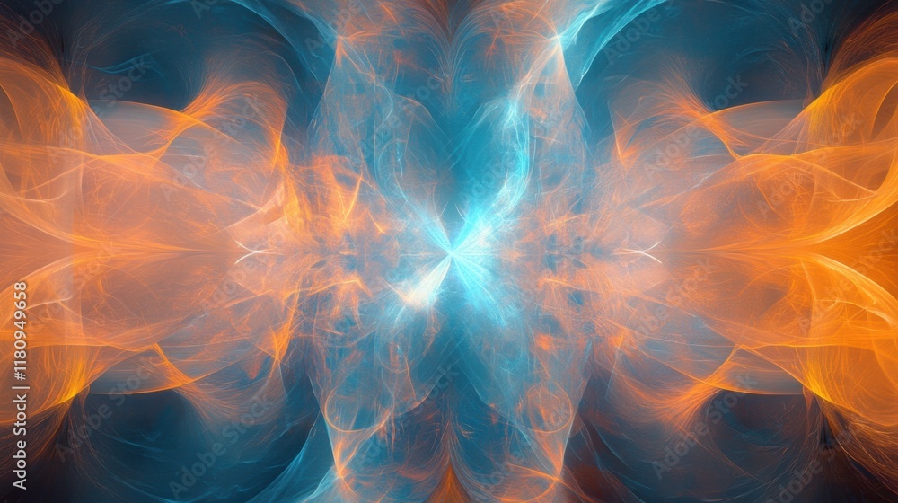 Fototapeta premium A vibrant abstract design featuring swirling blue and orange hues, creating a dynamic and visually striking pattern.