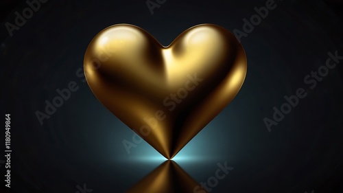 Gold metallic heart vector on a dark background