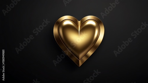 Gold metallic heart vector on a dark background