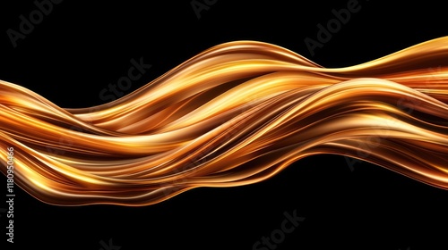 Elegant Flowing Golden Waves on Black Background Creating a Striking Visual Effect for Art and Design Projects