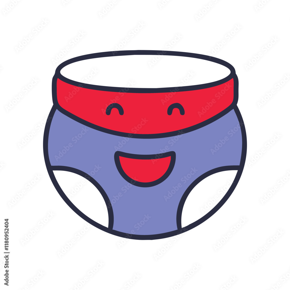 Cute Cartoon Baby Diaper with a Happy Expression Cute Cartoon Baby Diaper with a Happy Expression