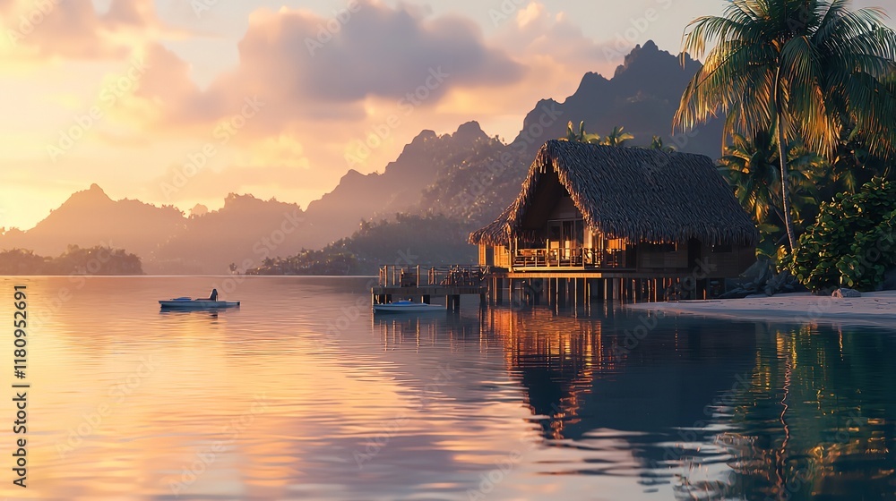 Obraz premium Bora Bora, French Polynesia 16k Resolution Ultra Photorealistic