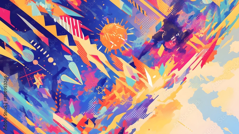 Abstract anime background with a LOFI, colorful design, featuring vibrant hues and smooth patterns Abstract anime background with a LOFI, colorful design, featuring vibrant hues and smooth patterns