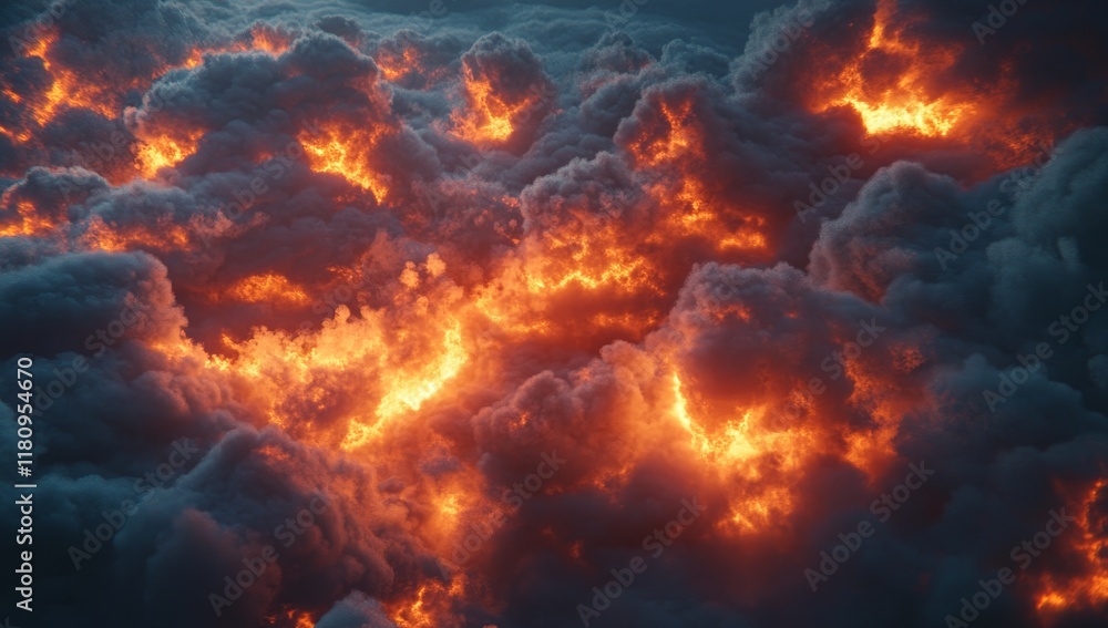Fiery orange and dark grey cloudscape. Fiery orange and dark grey cloudscape.