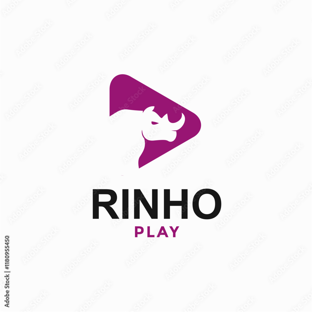 Rinho and play simple and modern logo Rinho and play simple and modern logo