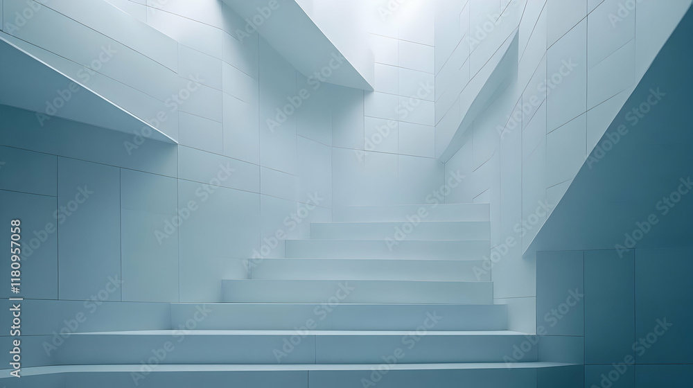 Obraz premium Abstract 3D Staircase Modern Architecture Background