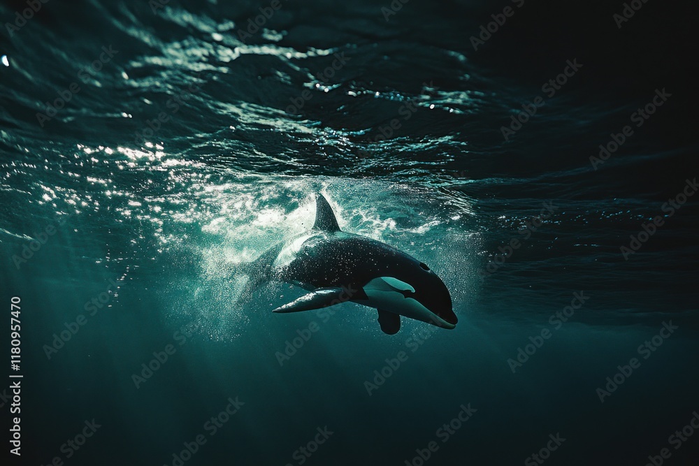 Naklejka premium Orca in Deep Ocean