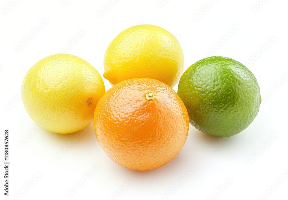 Bright and Fresh Citrus Fruits Displayed on White Background Featuring Yellow Lemons, Orange, and Green Lime for Healthy Lifestyle and Cooking Inspiration Bright and Fresh Citrus Fruits Displayed on White Background Featuring Yellow Lemons, Orange, and Green Lime for Healthy Lifestyle and Cooking Inspiration