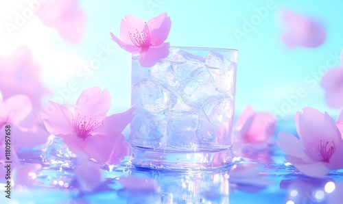 Sakura Bliss, a vibrant drink adorned with delicate cherry blossom petals, captures the essence of springtime picnics and joyful gatherings.