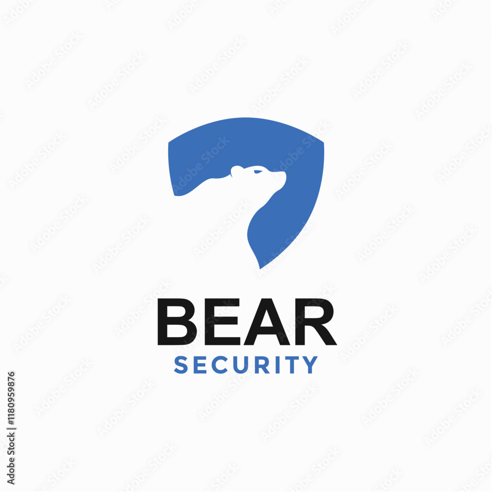 Fototapeta premium bear security simple logo in negative space