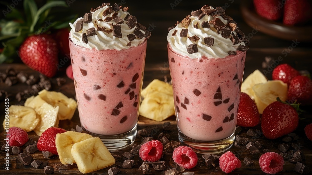 Creamy Strawberry Banana Smoothie with Chocolate and Whipped Cream: A Refreshing and Delicious Dessert Creamy Strawberry Banana Smoothie with Chocolate and Whipped Cream: A Refreshing and Delicious Dessert