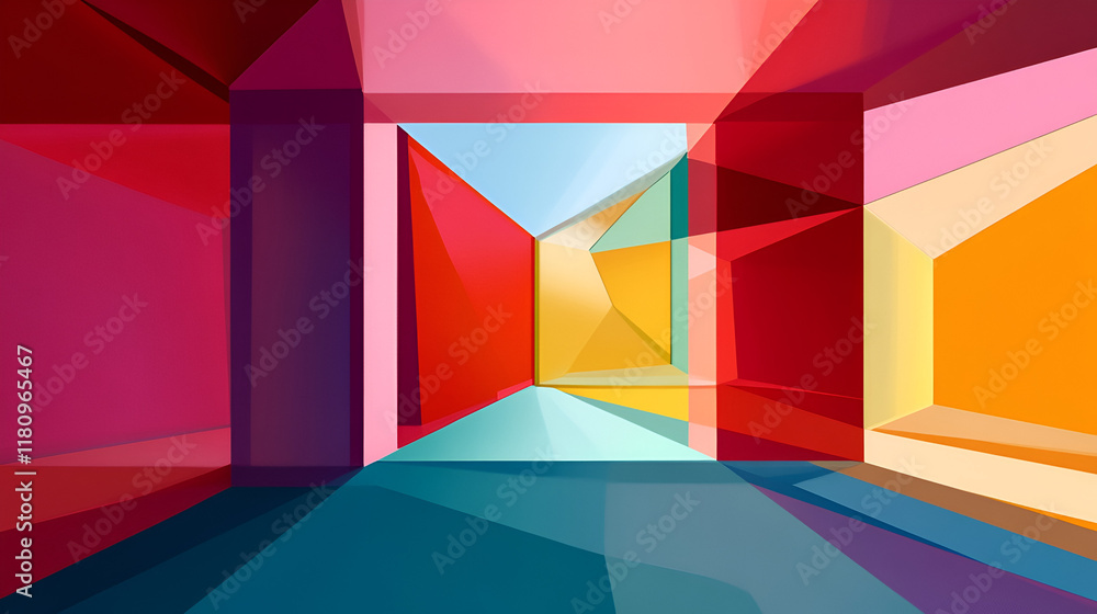 Vibrant Geometric Abstract: A mesmerizing interplay of color and form. This abstract image features bold, saturated hues in a dynamic composition that creates a sense of depth and movement. Vibrant Geometric Abstract: A mesmerizing interplay of color and form. This abstract image features bold, saturated hues in a dynamic composition that creates a sense of depth and movement.