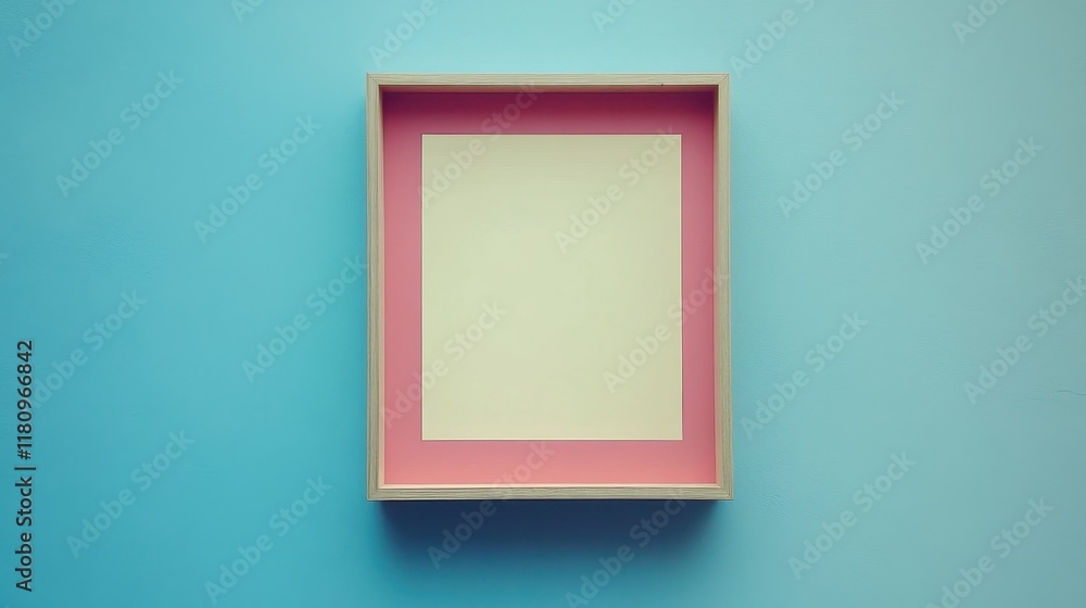 Pale Yellow Paper Within a Pink and Wooden Frame Pale Yellow Paper Within a Pink and Wooden Frame