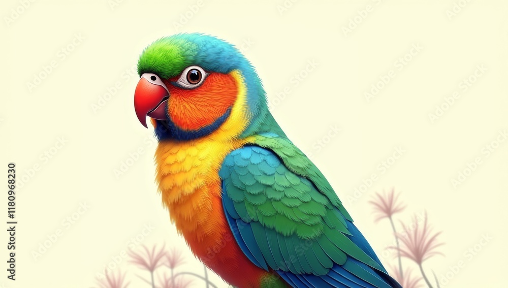 Obraz premium Vibrant Rainbow Lorikeet Portrait Against Soft Background