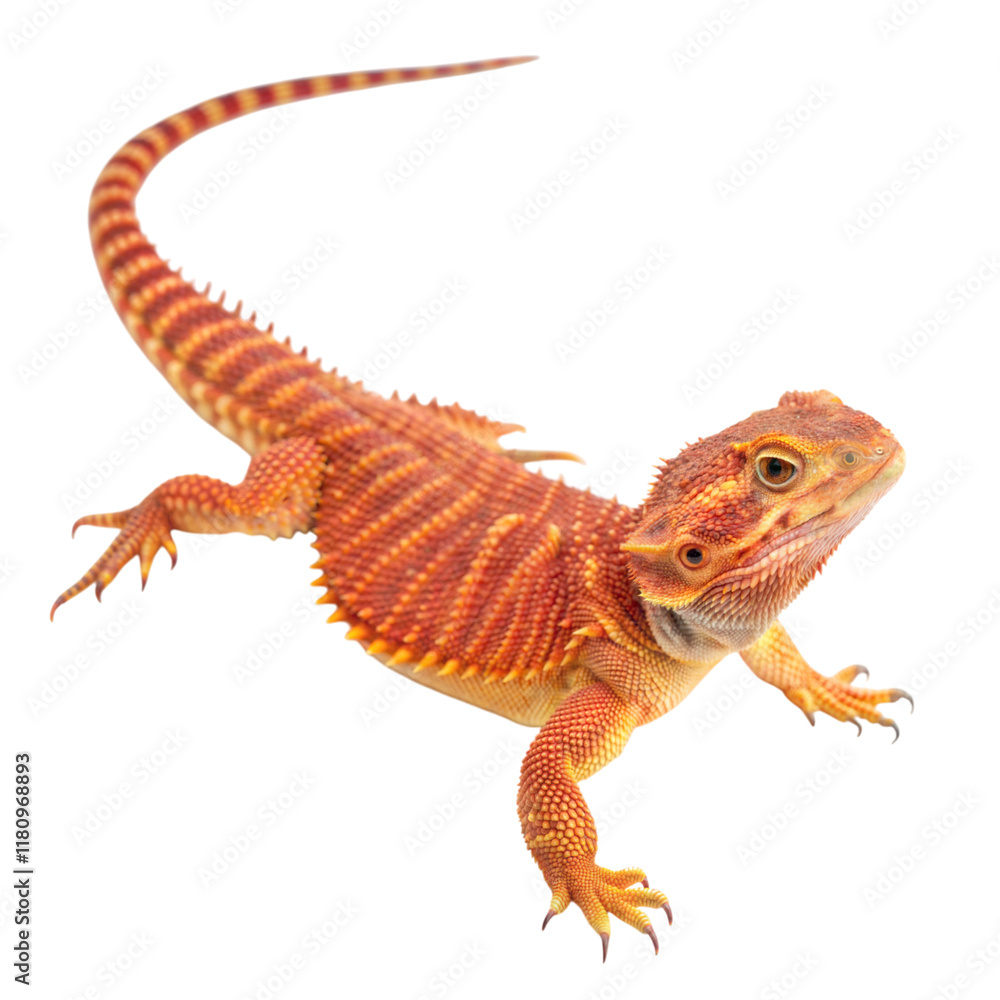Fototapeta premium Vibrant red and yellow uromastyx lizard in its natural habitat a close-up for nature lovers, isolated on white or transparent background
